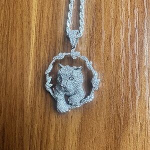 Silver Panther Pendant Necklace